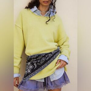 Free People We the Free Ella Roll Neck Cotton Knit Sweater